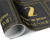 2e verjaardag ~ Art Deco Geïnspireerde look "2", n Cadeaupapier (Rol Hoek)
