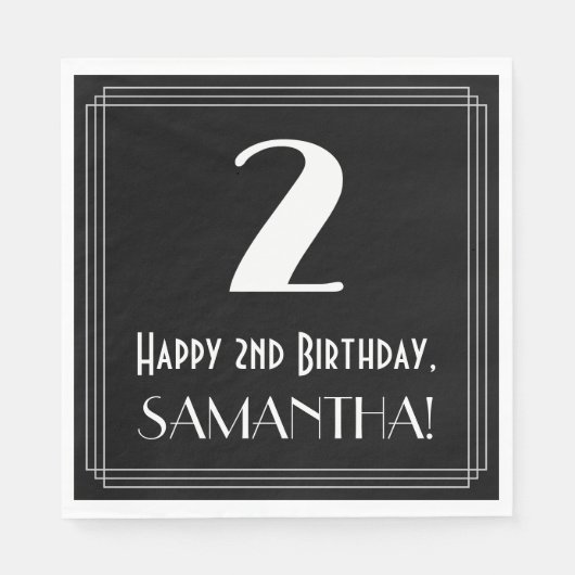 2e verjaardag ~ Art Deco Geïnspireerde look "2", n Servet (Voorkant)