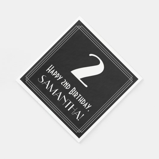 2e verjaardag ~ Art Deco Geïnspireerde look "2", n Servet (Hoek)