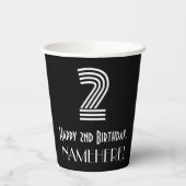 2e verjaardag — Art Deco Geïnspireerde look "2" +  Papieren Bekers (Achterkant)