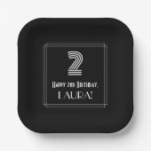 2e verjaardag — Art Deco Geïnspireerde look "2" +  Papieren Bordje (Voorkant)