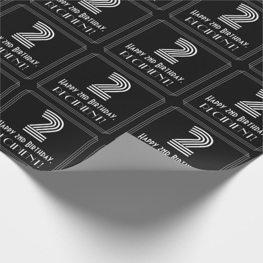 2e verjaardag: Art Deco geïnspireerde look "2" w / Cadeaupapier (Hoek)