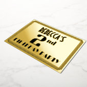 2e verjaardag: Art Deco Kijk "2" en naam Folie Uitnodiging (Gedraaid)