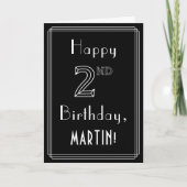 2e verjaardag: Art Deco Style # 2 & Custom Name Kaart (Voorkant)