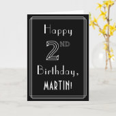 2e verjaardag: Art Deco Style # 2 & Custom Name Kaart (Gele Bloem)