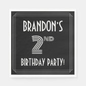2e verjaardag: Art Deco Style + aangepaste naam Servet (Voorkant)