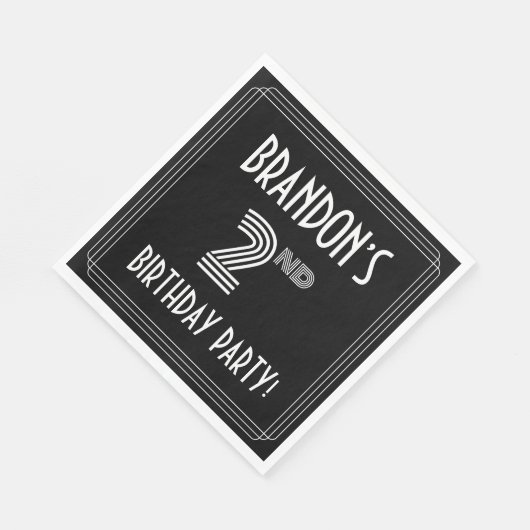 2e verjaardag: Art Deco Style + aangepaste naam Servet (Hoek)