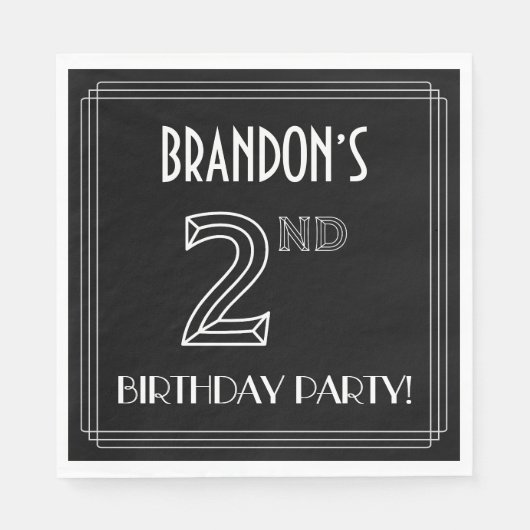 2e verjaardag: Art Deco Style + aangepaste naam Servet (Voorkant)