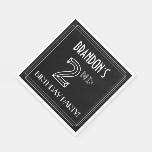 2e verjaardag: Art Deco Style + aangepaste naam Servet (Hoek)