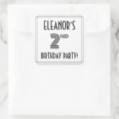 2e verjaardag: Art Deco Style + aangepaste naam Vierkante Sticker (Tas)