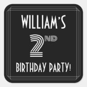 2e verjaardag: Art Deco Style & Custom Name Vierkante Sticker (Voorkant)