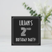2e verjaardag: Art Deco Style met aangepaste naam Kaart (Staand voorkant)