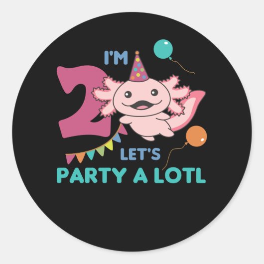 2e verjaardag Axolotl 2 jaar oude zoete Axolotls Ronde Sticker (Voorkant)