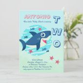 2e verjaardag baby haai onder het zee schattig kaart (Staand voorkant)