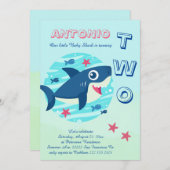 2e verjaardag baby haai onder het zee schattig kaart (Voorkant / Achterkant)