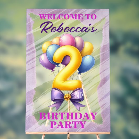 2e verjaardag ballon thema acryl bord (Neutraal)
