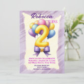 2e verjaardag ballon thema kaart (Staand voorkant)