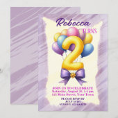 2e verjaardag ballon thema kaart (Voorkant / Achterkant)