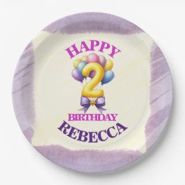 2e verjaardag ballon thema papieren bordje