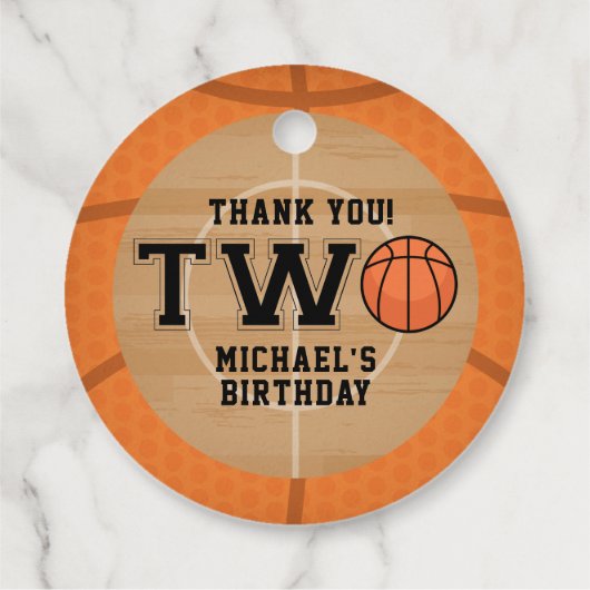 2e verjaardag, basketbal bedankjes labels (Achterkant)