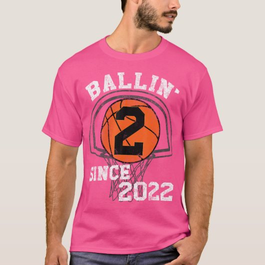2e Verjaardag Basketbal Thema Decoraties Boy Bday T-shirt (Voorkant)