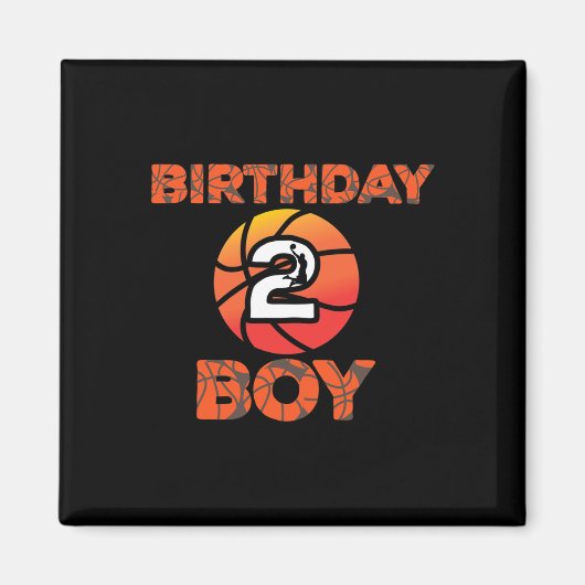 2e verjaardag basketbalpartij 2 jaar oud bday cel magneet (Voorkant)
