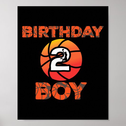 2e verjaardag basketbalpartij 2 jaar oud bday cel poster (Voorkant)