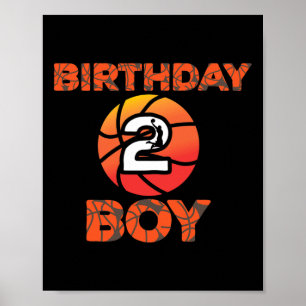 2e verjaardag basketbalpartij 2 jaar oud bday cel poster