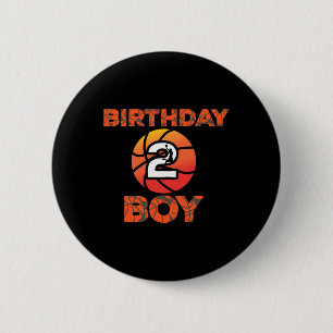 2e verjaardag basketbalpartij 2 jaar oud bday cel ronde button 5,7 cm