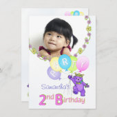 2e verjaardag Beer van prinses op maat Kaart (Voorkant / Achterkant)