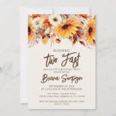 2e Verjaardag Beige Herfst Floral Kaart (Voorkant)