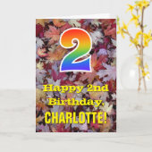 2e verjaardag; bijtende herfst; regenboog "2" kaart (Gele Bloem)