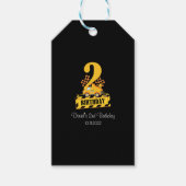 2e verjaardag: Black and Yellow Construction Truck Cadeaulabel (Voorkant)