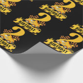 2e verjaardag: Black and Yellow Construction Truck Cadeaupapier (Hoek)