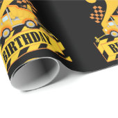 2e verjaardag: Black and Yellow Construction Truck Cadeaupapier (Rol Hoek)