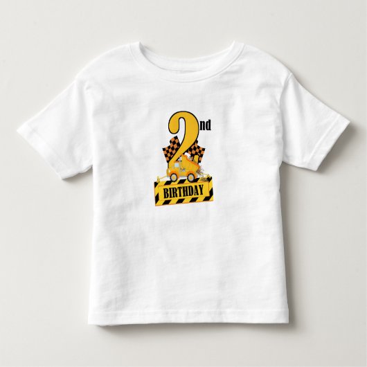 2e verjaardag: Black and Yellow Construction Truck Kinder Shirts (Voorkant)