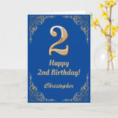 2e verjaardag: Blauw en goudglitter Lijst Kaart (Gele Bloem)