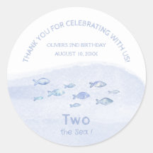 2e Verjaardag Blauw zee Vis Leuk Bedankt