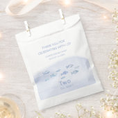 2e verjaardag blauw zee vis schattig geïllustreerd bedankzakje (Geknipt)