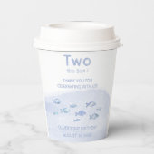 2e verjaardag blauw zee vis schattig geïllustreerd papieren bekers (Achterkant)