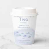 2e verjaardag blauw zee vis schattig geïllustreerd papieren bekers (Voorkant)