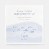 2e verjaardag blauw zee vis schattig geïllustreerd servet (Voorkant)