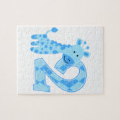 2e verjaardag blauwe Giraffe Legpuzzel (Horizontaal)