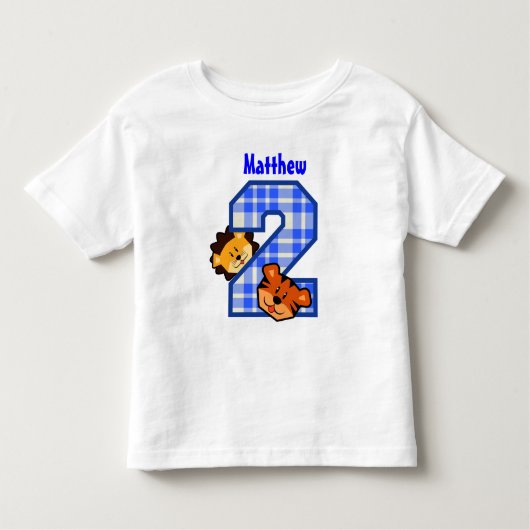 2e verjaardag Blauwe Psettierleeuw 2 jaar oud V4 Kinder Shirts (Voorkant)