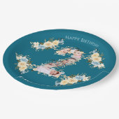 2e verjaardag Blauwgroen foto Collage Blue Yellow  Papieren Bordje (Gekanteld)