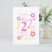 2e verjaardag bloem grafisch geel roze verrassing kaart (Staand voorkant)