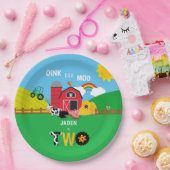 2e verjaardag Boerderij Barn Animals Oink Baa Moo Papieren Bordje (Feest)