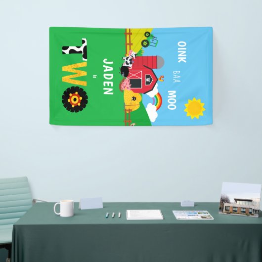 2e verjaardag Boerderij Barn Animals Oink Baa Moo Spandoek (Beurs)