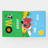 2e verjaardag Boerderij Barn Animals Oink Baa Moo Spandoek (Horizontaal)