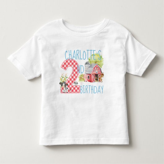 2e verjaardag Boerderij Barnyard Animal Birthday Kinder Shirts (Voorkant)